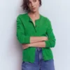 Emilia Cotton Crew Cardigan Rich Emerald Emilia Cotton Crew Cardigan Rich Emerald