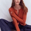Emilia Cotton Crew Cardigan Roasted Chestnut Brown Emilia Cotton Crew Cardigan Roasted Chestnut Brown