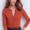 Emilia Cotton Crew Cardigan Roasted Chestnut Brown Emilia Cotton Crew Cardigan Roasted Chestnut Brown