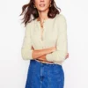 Emilia Cotton Crew Cardigan Warm Ivory Emilia Cotton Crew Cardigan Warm Ivory