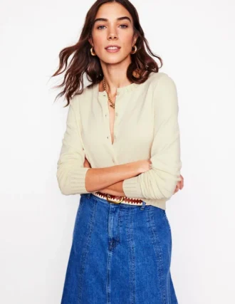 Emilia Cotton Crew Cardigan Warm Ivory Emilia Cotton Crew Cardigan Warm Ivory