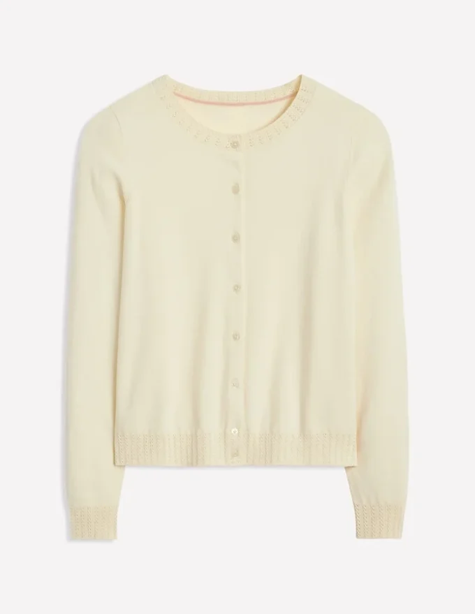 Emilia Cotton Crew Cardigan Warm Ivory Emilia Cotton Crew Cardigan Warm Ivory