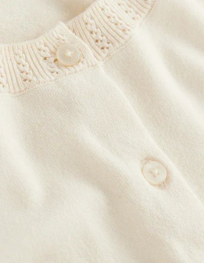 Emilia Cotton Crew Cardigan Warm Ivory Emilia Cotton Crew Cardigan Warm Ivory