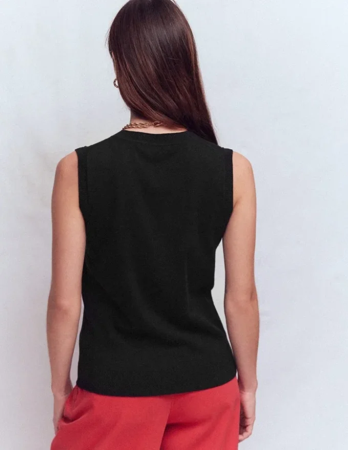 Emilia Cotton Crew Neck Vest Black Emilia Cotton Crew Neck Vest Black