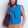 Emilia Cotton Crew Neck Vest Kingfisher Blue Emilia Cotton Crew Neck Vest Kingfisher Blue