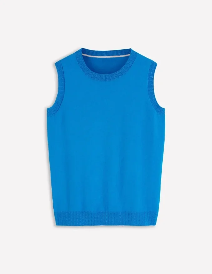 Emilia Cotton Crew Neck Vest Kingfisher Blue Emilia Cotton Crew Neck Vest Kingfisher Blue