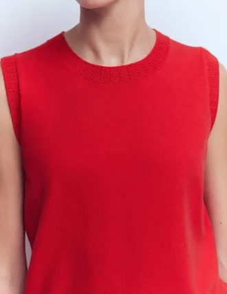 Emilia Cotton Crew Neck Vest Merida Red Emilia Cotton Crew Neck Vest Merida Red