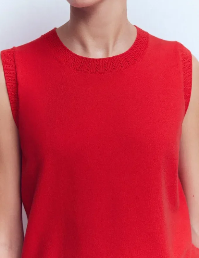 Emilia Cotton Crew Neck Vest Merida Red Emilia Cotton Crew Neck Vest Merida Red