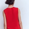 Emilia Cotton Crew Neck Vest Merida Red Emilia Cotton Crew Neck Vest Merida Red