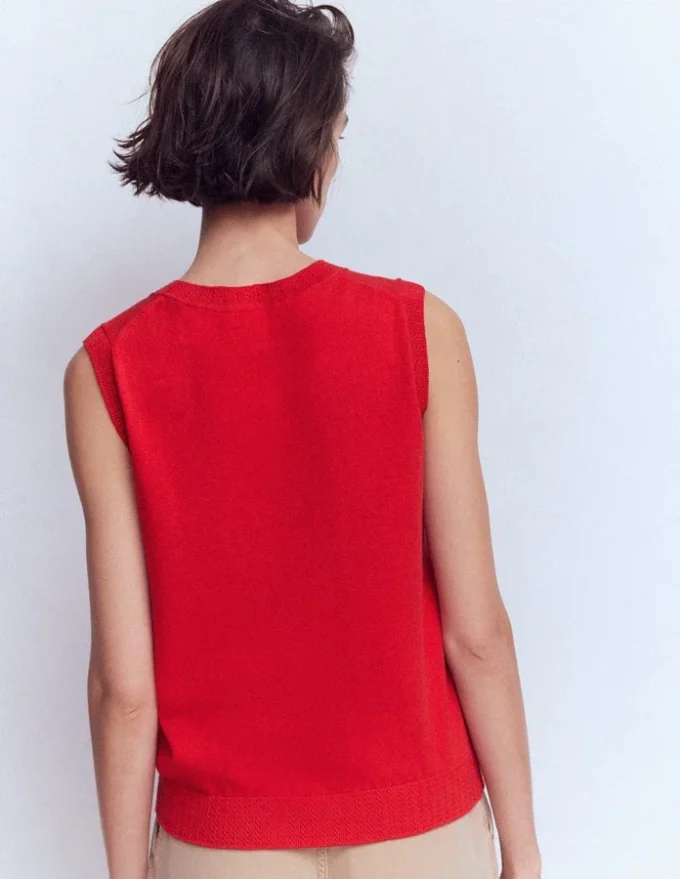 Emilia Cotton Crew Neck Vest Merida Red Emilia Cotton Crew Neck Vest Merida Red