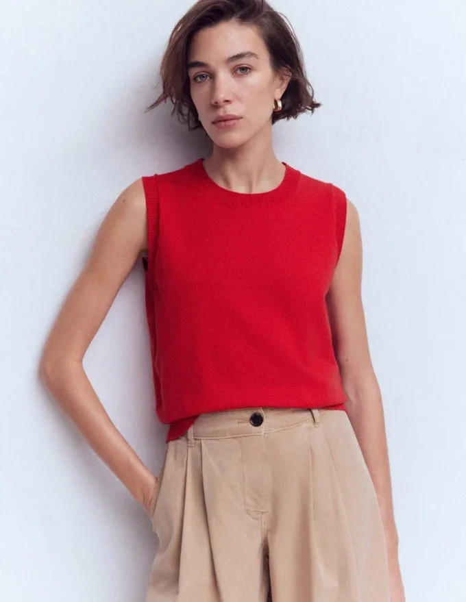Emilia Cotton Crew Neck Vest Merida Red Emilia Cotton Crew Neck Vest Merida Red
