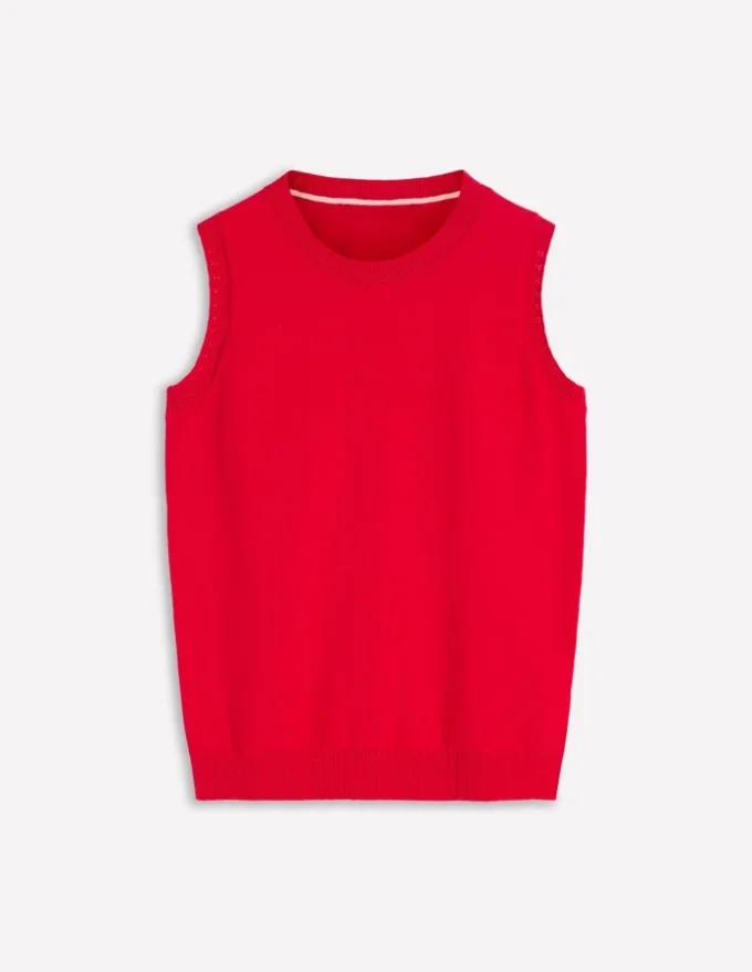 Emilia Cotton Crew Neck Vest Merida Red Emilia Cotton Crew Neck Vest Merida Red