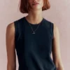 Emilia Cotton Crew Neck Vest Navy Emilia Cotton Crew Neck Vest Navy