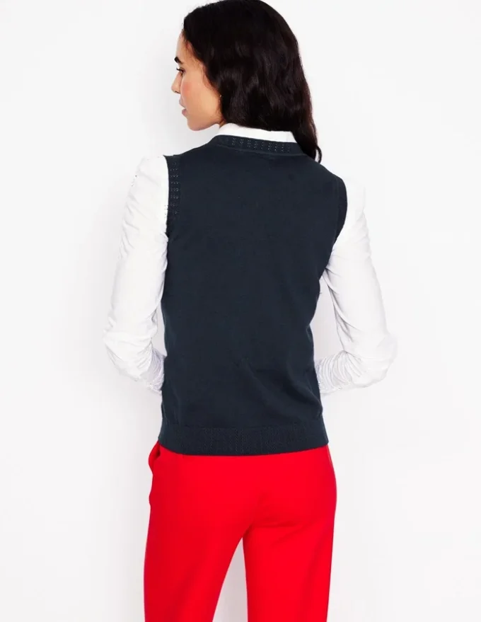 Emilia Cotton Crew Neck Vest Navy Emilia Cotton Crew Neck Vest Navy
