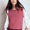 Emilia Cotton Crew Neck Vest Pink Heather Emilia Cotton Crew Neck Vest Pink Heather