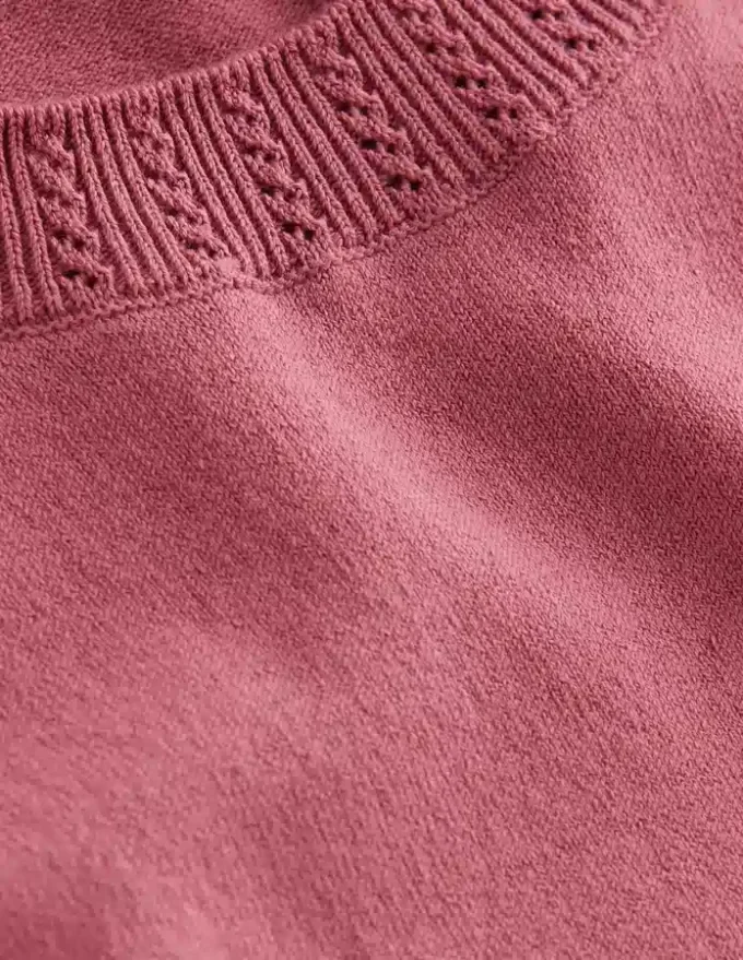 Emilia Cotton Crew Neck Vest Pink Heather Emilia Cotton Crew Neck Vest Pink Heather