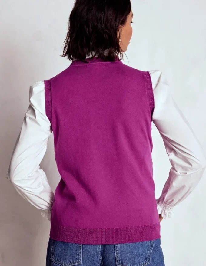 Emilia Cotton Crew Neck Vest Regal Purple Emilia Cotton Crew Neck Vest Regal Purple