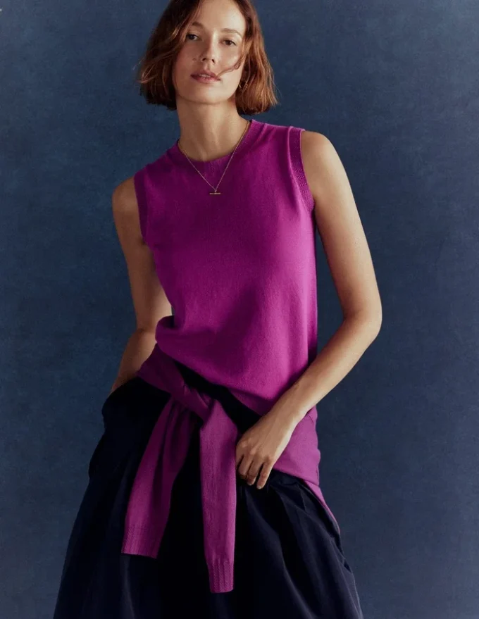 Emilia Cotton Crew Neck Vest Regal Purple Emilia Cotton Crew Neck Vest Regal Purple