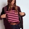 Emilia Cotton Crew Sweater Chestnut/Pink Stripe Emilia Cotton Crew Sweater Chestnut/Pink Stripe