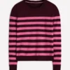 Emilia Cotton Crew Sweater Chestnut/Pink Stripe Emilia Cotton Crew Sweater Chestnut/Pink Stripe
