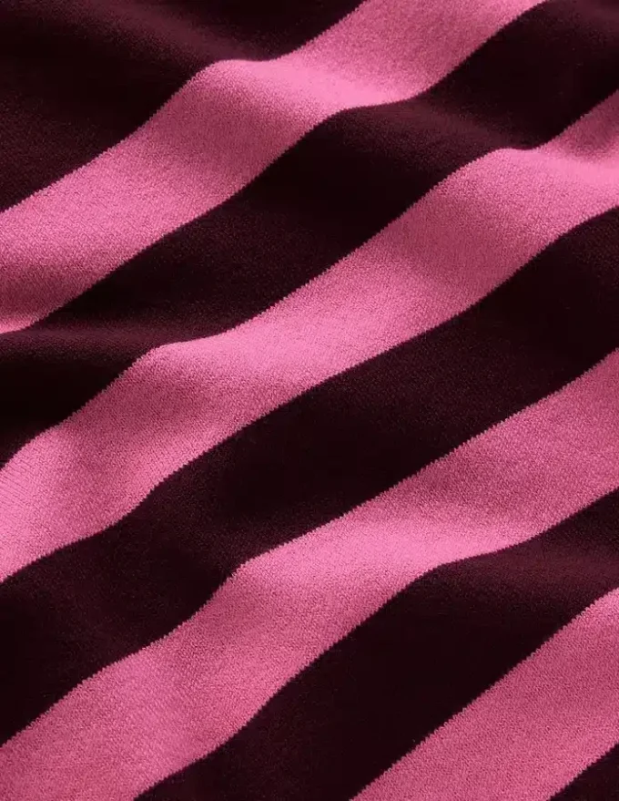 Emilia Cotton Crew Sweater Chestnut/Pink Stripe Emilia Cotton Crew Sweater Chestnut/Pink Stripe