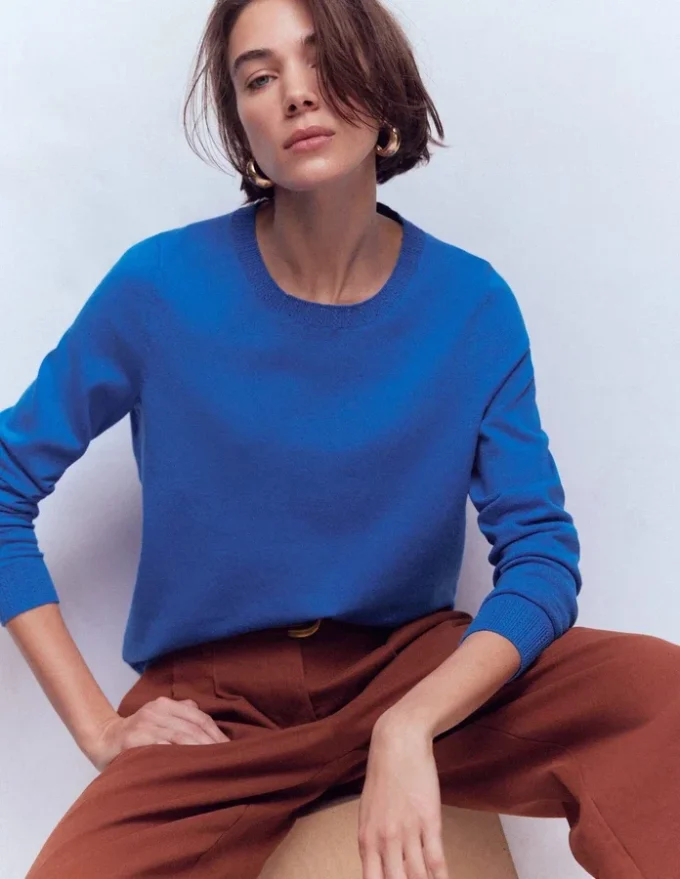 Emilia Cotton Crew Sweater Kingfisher Blue Emilia Cotton Crew Sweater Kingfisher Blue