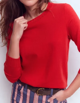 Emilia Cotton Crew Sweater Merida Red