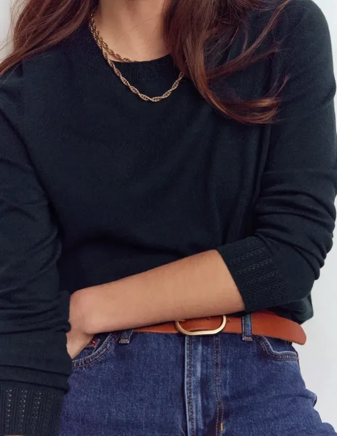 Emilia Cotton Crew Sweater Navy Emilia Cotton Crew Sweater Navy
