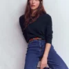 Emilia Cotton Crew Sweater Navy Emilia Cotton Crew Sweater Navy