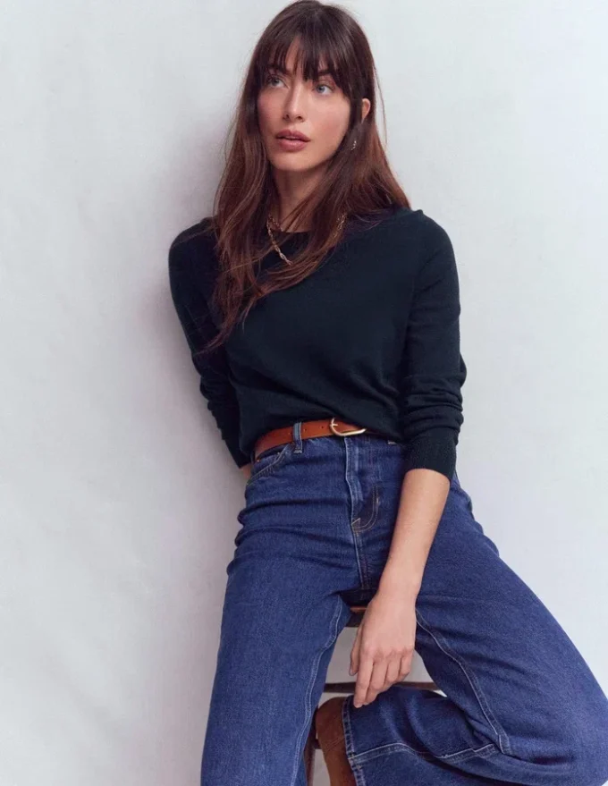 Emilia Cotton Crew Sweater Navy Emilia Cotton Crew Sweater Navy