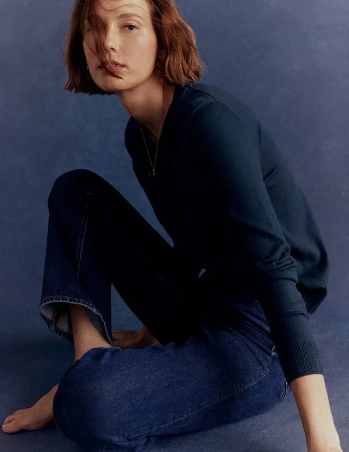 Emilia Cotton Crew Sweater Navy Emilia Cotton Crew Sweater Navy