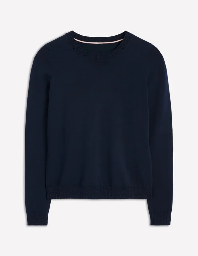 Emilia Cotton Crew Sweater Navy Emilia Cotton Crew Sweater Navy