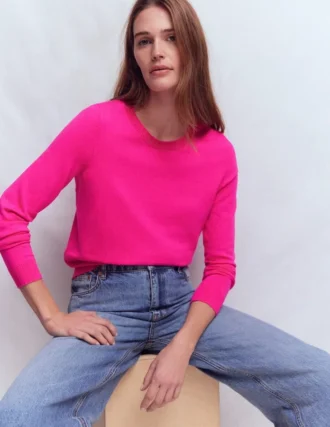 Emilia Cotton Crew Sweater Pink Peony