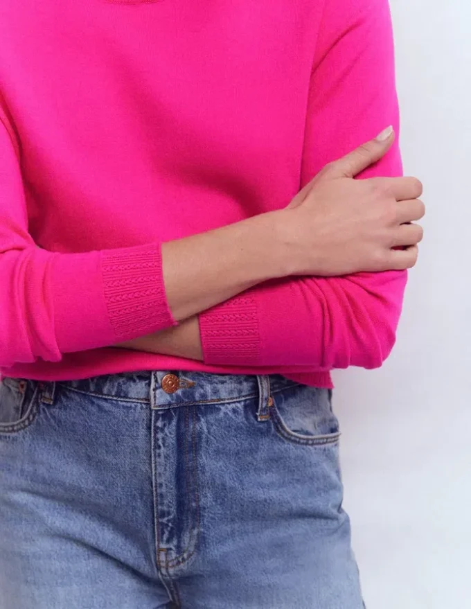 Emilia Cotton Crew Sweater Pink Peony Emilia Cotton Crew Sweater Pink Peony