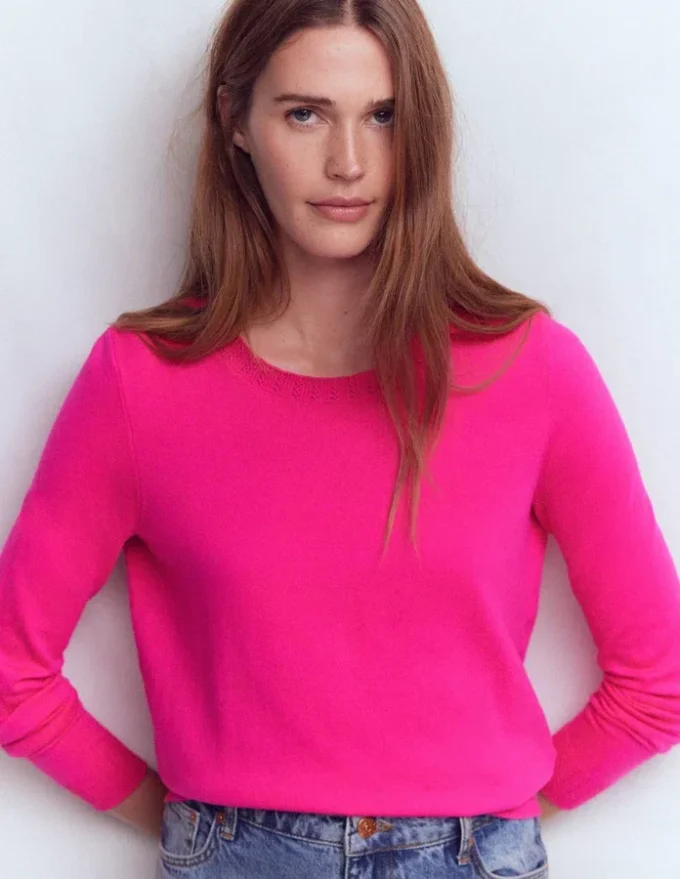 Emilia Cotton Crew Sweater Pink Peony Emilia Cotton Crew Sweater Pink Peony