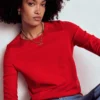 Emilia Cotton Crew Sweater Poppy Red Emilia Cotton Crew Sweater Poppy Red