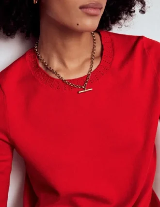 Emilia Cotton Crew Sweater Poppy Red