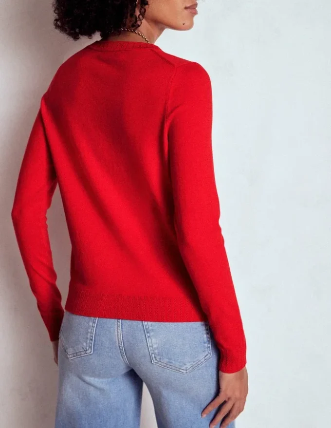 Emilia Cotton Crew Sweater Poppy Red Emilia Cotton Crew Sweater Poppy Red