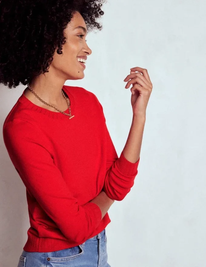 Emilia Cotton Crew Sweater Poppy Red Emilia Cotton Crew Sweater Poppy Red