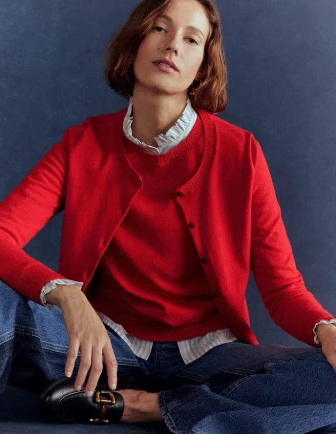 Emilia Cotton Crew Sweater Poppy Red Emilia Cotton Crew Sweater Poppy Red