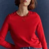 Emilia Cotton Crew Sweater Poppy Red Emilia Cotton Crew Sweater Poppy Red