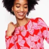 Emilia Cotton Crew Sweater Poppy Red, Bow Scatter Emilia Cotton Crew Sweater Poppy Red, Bow Scatter
