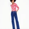 Emilia Cotton Crew Sweater Poppy Red, Bow Scatter Emilia Cotton Crew Sweater Poppy Red, Bow Scatter