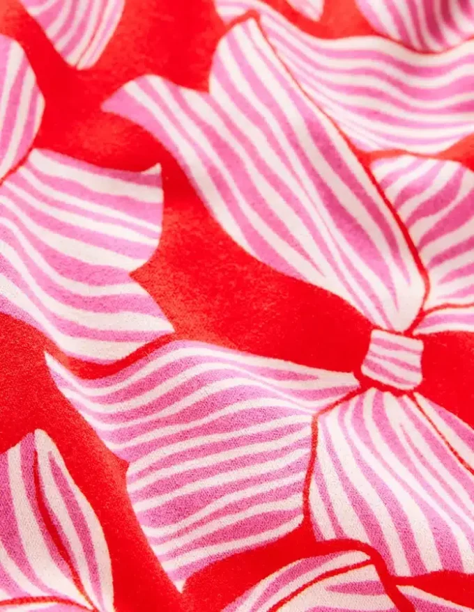 Emilia Cotton Crew Sweater Poppy Red, Bow Scatter Emilia Cotton Crew Sweater Poppy Red, Bow Scatter