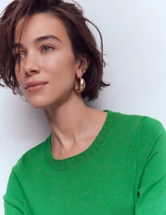 Emilia Cotton Crew Sweater Rich Emerald