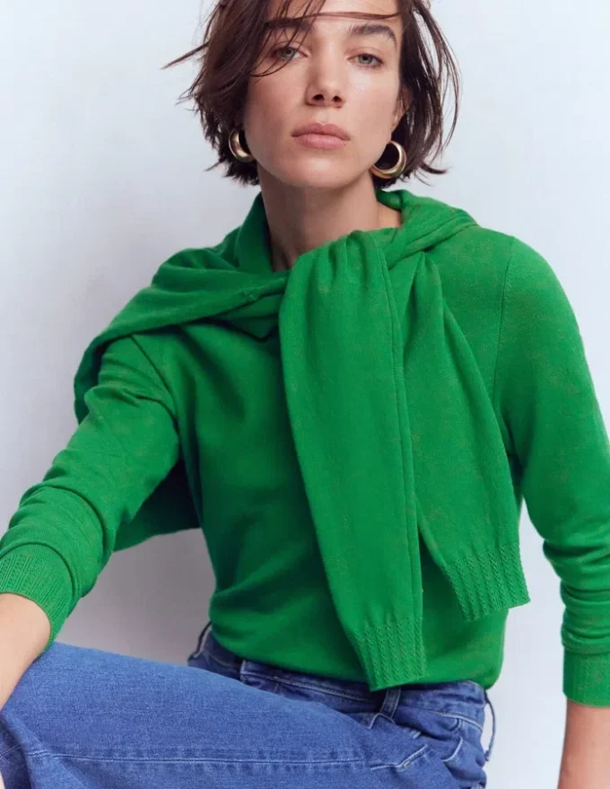 Emilia Cotton Crew Sweater Rich Emerald Emilia Cotton Crew Sweater Rich Emerald