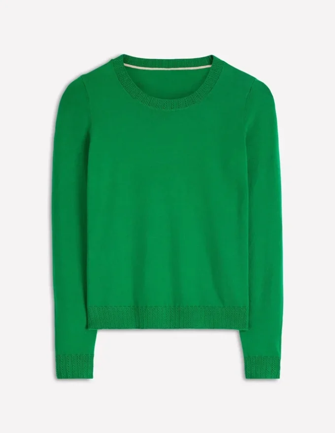 Emilia Cotton Crew Sweater Rich Emerald Emilia Cotton Crew Sweater Rich Emerald