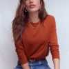Emilia Cotton Crew Sweater Roasted Chestnut Brown Emilia Cotton Crew Sweater Roasted Chestnut Brown