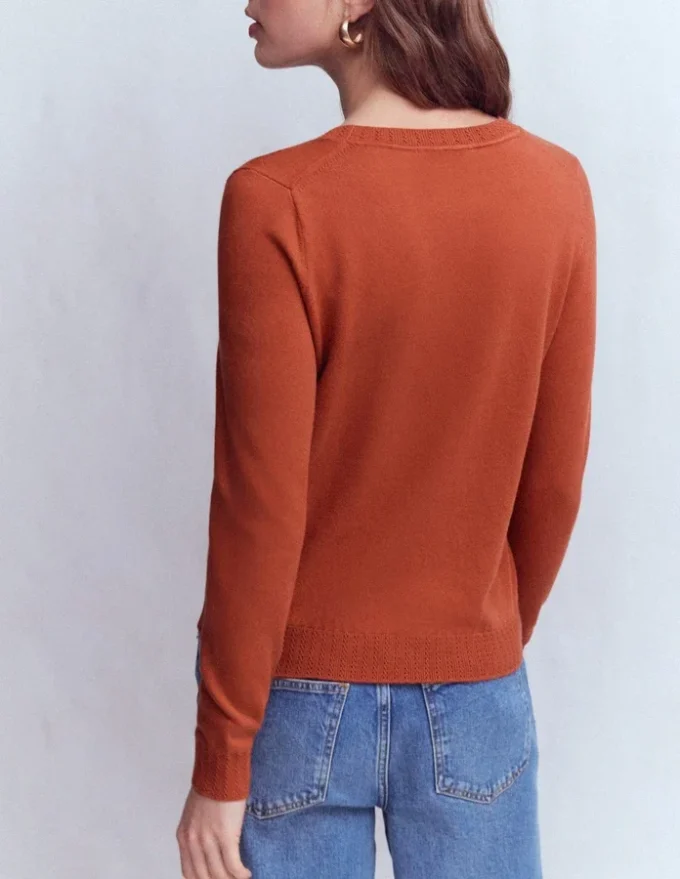 Emilia Cotton Crew Sweater Roasted Chestnut Brown Emilia Cotton Crew Sweater Roasted Chestnut Brown