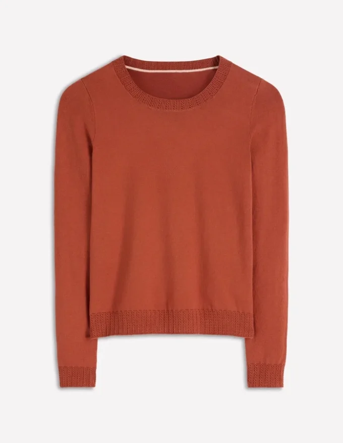 Emilia Cotton Crew Sweater Roasted Chestnut Brown Emilia Cotton Crew Sweater Roasted Chestnut Brown